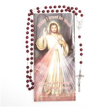 DIVINE MERCY BURGUNDY ROSARY and PAMPHLET